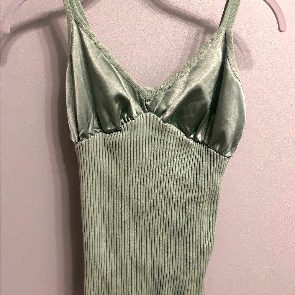 Green Ribbed Tank Top - Picture 2 of 2